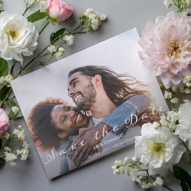 Beaming Delight Foto Hochzeit speichern Sie das Da Postkarte (Von Creator hochgeladen)