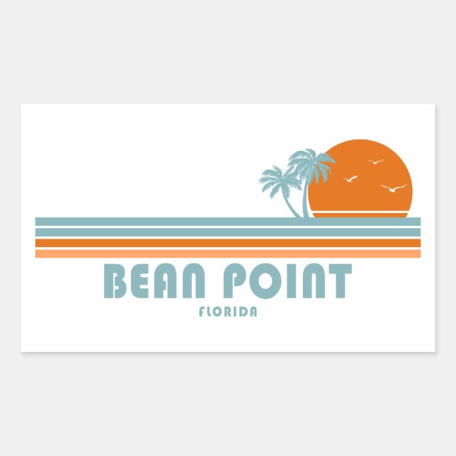 Bean Point Beach Florida Sun Palm Trees Rechteckiger Aufkleber (Vorderseite)