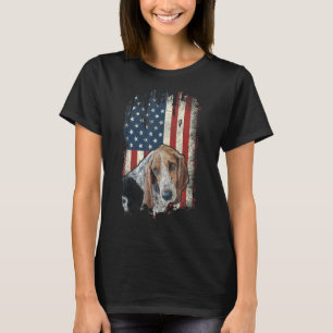 Beängstigend Basset Hound American Flag Patriotic T-Shirt