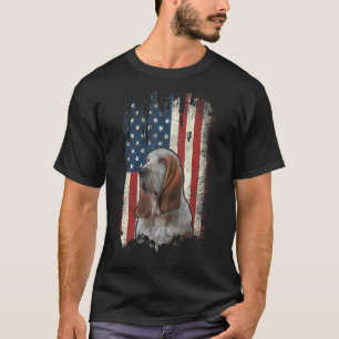 Beängstigend Basset Hound American Flag Patriotic T-Shirt