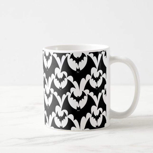 Beängstigend Black Bats Patterns Halloween Kaffeetasse (Rechts)
