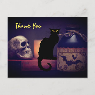 Beängstigend Black Cat und Skull Halloween Vielen Postkarte