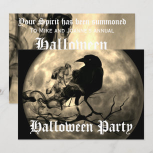 Beängstigend Black Raven Full Moon Halloween-Party Einladung