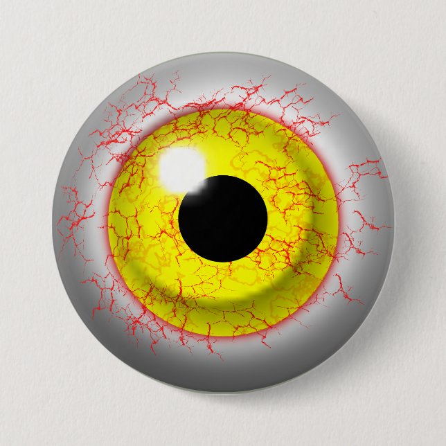 Beängstigend Bloodshot Zombie Eye Novelty Button (Vorderseite)