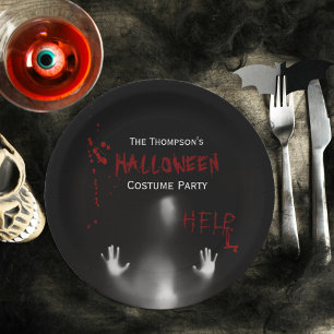 Beängstigend Bloody Halloween Costume Party Black Pappteller