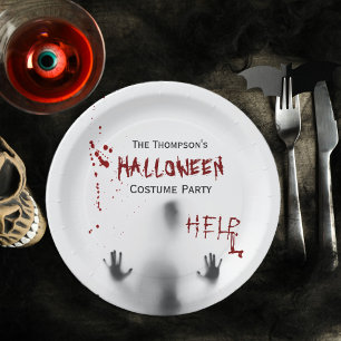 Beängstigend Bloody Halloween Costume Party White Pappteller