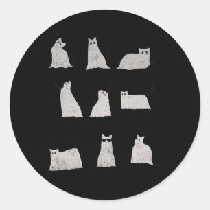 Beängstigend Boo Niedlich Ghost Cat Kitty Vintag H Runder Aufkleber