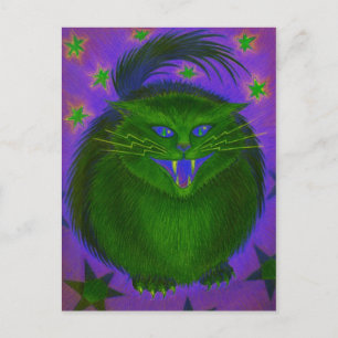 Beängstigend Cat Green Postkarte