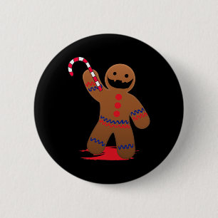 Beängstigend Death Gingerbrot Man zu Halloween Button