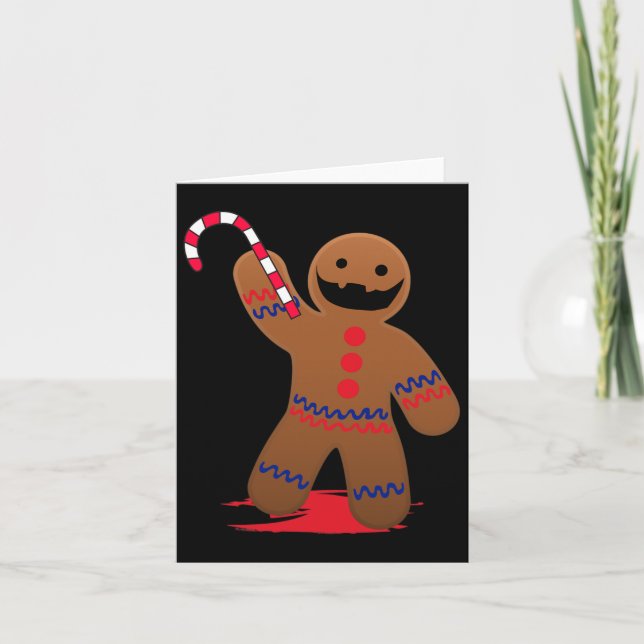 Beängstigend Death Gingerbrot Man zu Halloween Karte (Vorderseite)