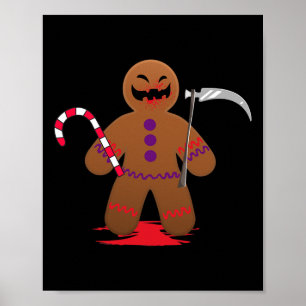 Beängstigend Death Gingerbrot Man zu Halloween Poster