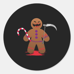Beängstigend Death Gingerbrot Man zu Halloween Runder Aufkleber