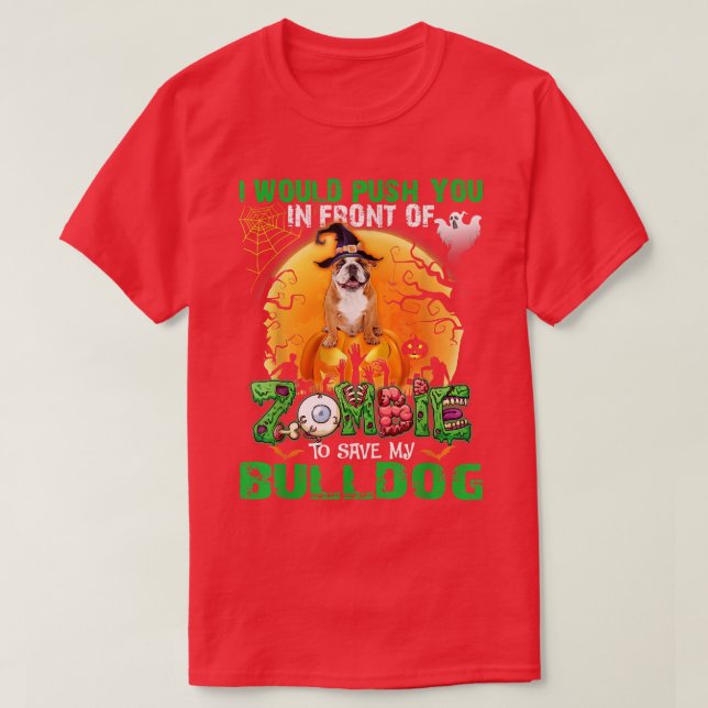 Beängstigend drücken Sie vor Zombies, um meine Bul T-Shirt (Design vorne)