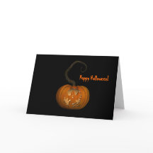 Beängstigend Ghost Carved Pumpkin Halloween Card