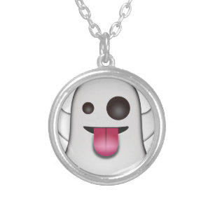 Beängstigend Ghost Emoji Cooler Spaß Versilberte Kette