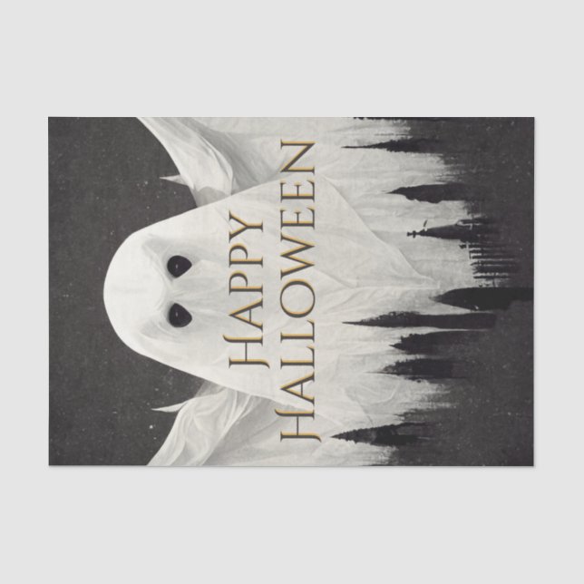 Beängstigend Ghost Happy Halloween Seidenpapier (Vorderseite)
