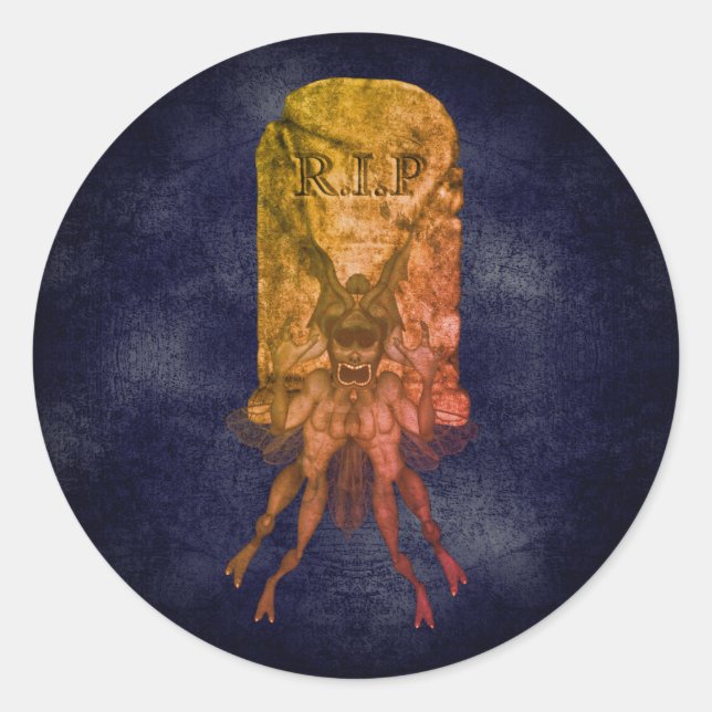 Beängstigend Goblin Grabstein Halloween Runder Aufkleber (Vorderseite)