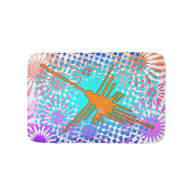 Beängstigend Golden Nazca Lines Hummingbird Badematte (Vorderseite)