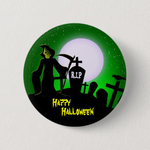 Beängstigend Grim Sensenmann Halloween Button