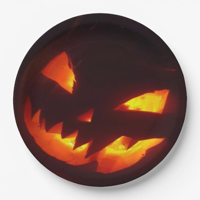 Beängstigend Halloween Pumpkin Pappteller (Vorderseite)