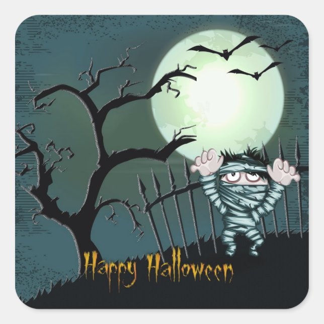 Beängstigend Halloween Quadratischer Aufkleber (Vorderseite)
