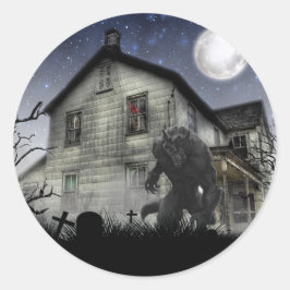 Beängstigend Halloween Werewolf Runder Aufkleber