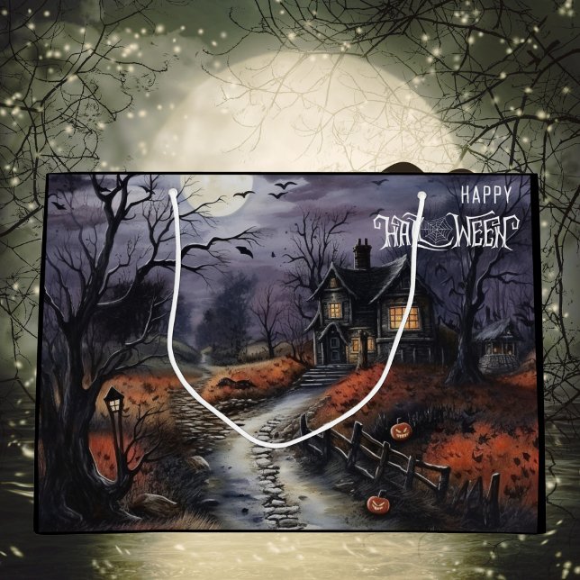 Beängstigend Happy Halloween Spuk Haus Große Geschenktüte (Von Creator hochgeladen)
