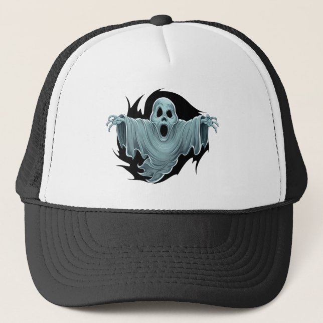 Beängstigend Haunting Ghost Truckerkappe (Vorderseite)