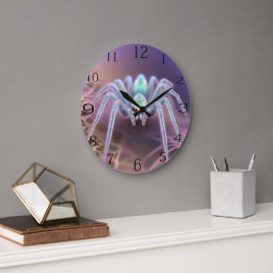 Beängstigend Huntsman 3D Fraktal Art Spider, Große Wanduhr
