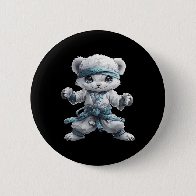 Beängstigend Martial Arts Fighter Karate Boxer Com Button (Vorderseite)