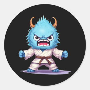 Beängstigend Martial Arts Fighter Karate Boxer Com Runder Aufkleber