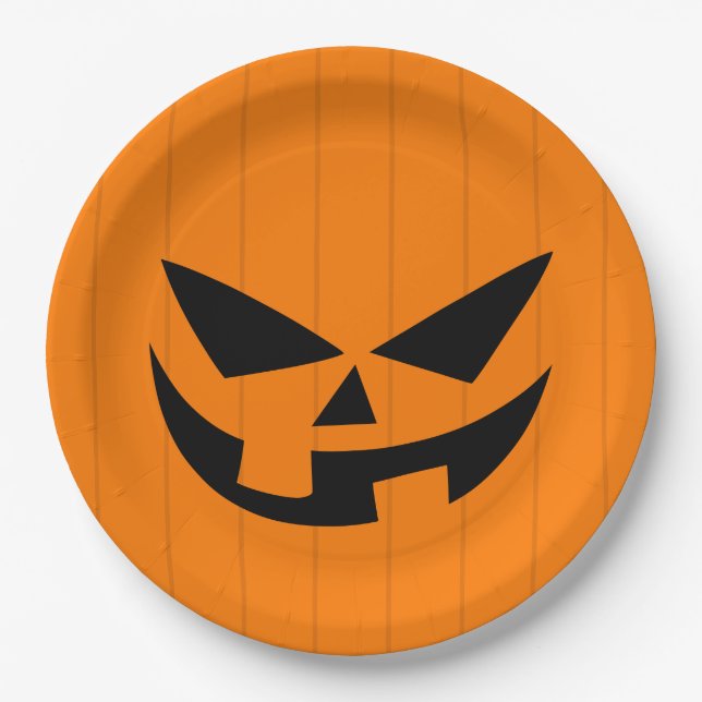 Beängstigend Orange Jack O'Lantern Halloween-Party Pappteller (Vorderseite)