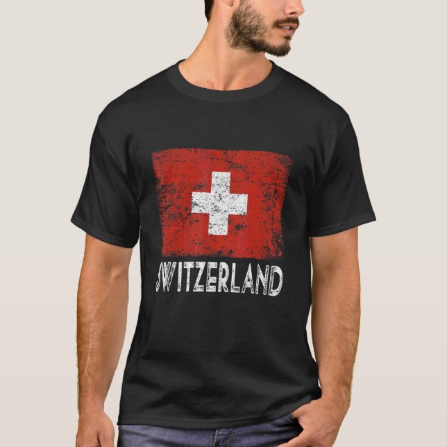 Beängstigend Patriotische Schweiz Flaggen Männer F T-Shirt (Vorderseite)