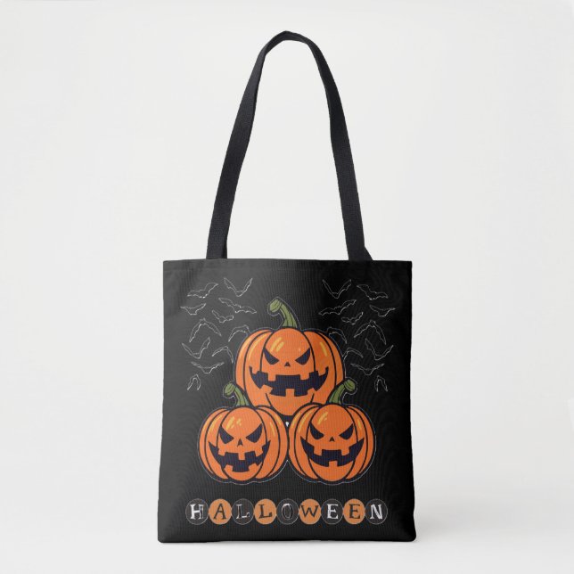 Beängstigend Pumpkin Orange Black Halloween Tasche (Vorderseite)