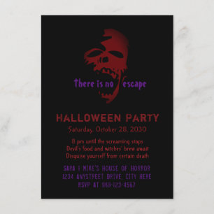 Beängstigend Red Goth Skull Halloween-Party Einlad Einladung