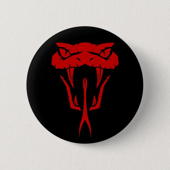 Beängstigend Red Snake Face - Black Button (Vorderseite)