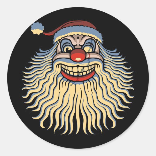 Beängstigend Santa Clown Runder Aufkleber (Vorderseite)