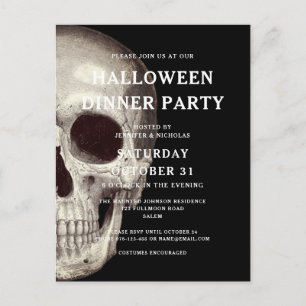 Beängstigend Skull Halloween Abendessen Party Einl Postkarte