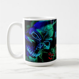Beängstigend Skull Neon Aquamarin Blue Name Day To Kaffeetasse