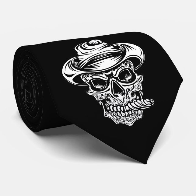 Beängstigend Skull Todvibes Halloween Krawatte (Gerollt)