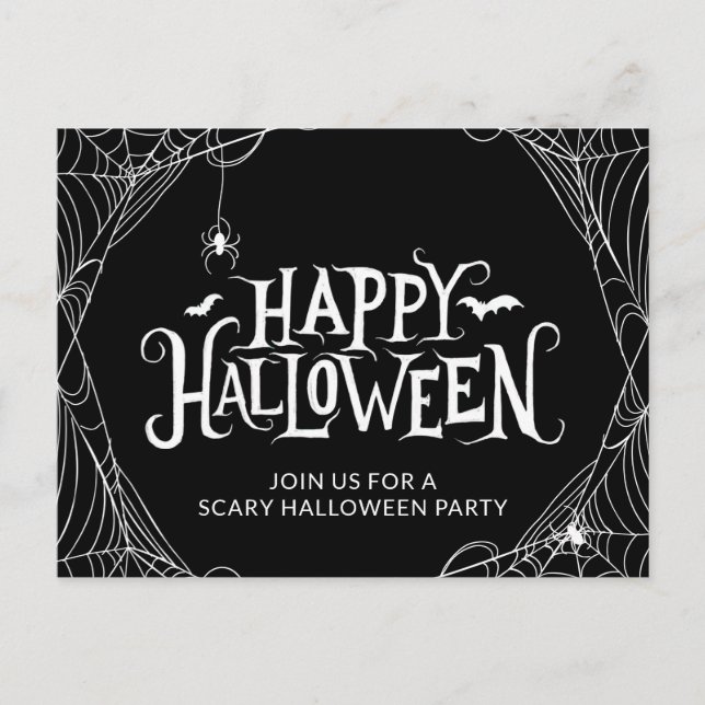 Beängstigend Spider Web-Halloween-Party Einladungspostkarte (Vorderseite)