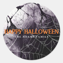 Beängstigend Spider Web Happy Halloween Individuel Runder Aufkleber