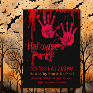 Beängstigend Spooky Bloody Hands Adult Halloween Einladung