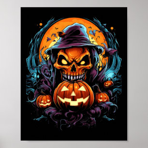 Beängstigend Spooky Castle Halloween Pumpkin Hexe Poster