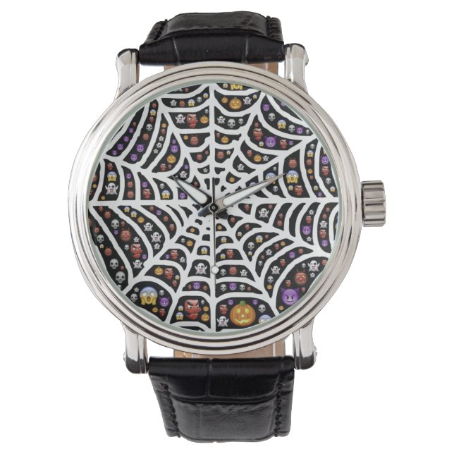 Beängstigend Spooky Cobweb Collage Armbanduhr (Vorderseite)