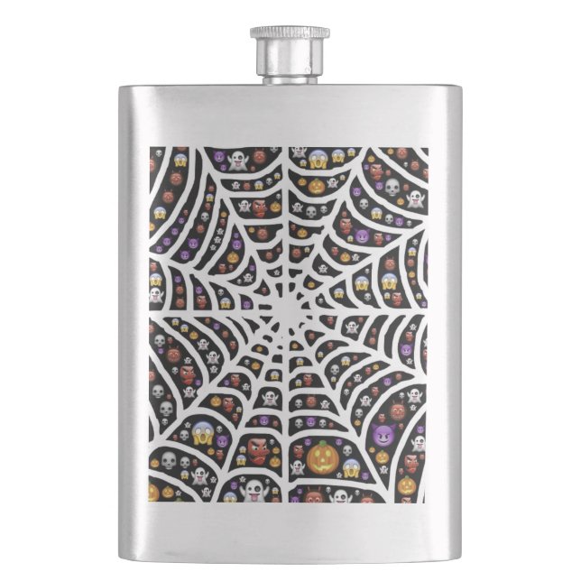 Beängstigend Spooky Cobweb Collage Flachmann (Vorderseite)