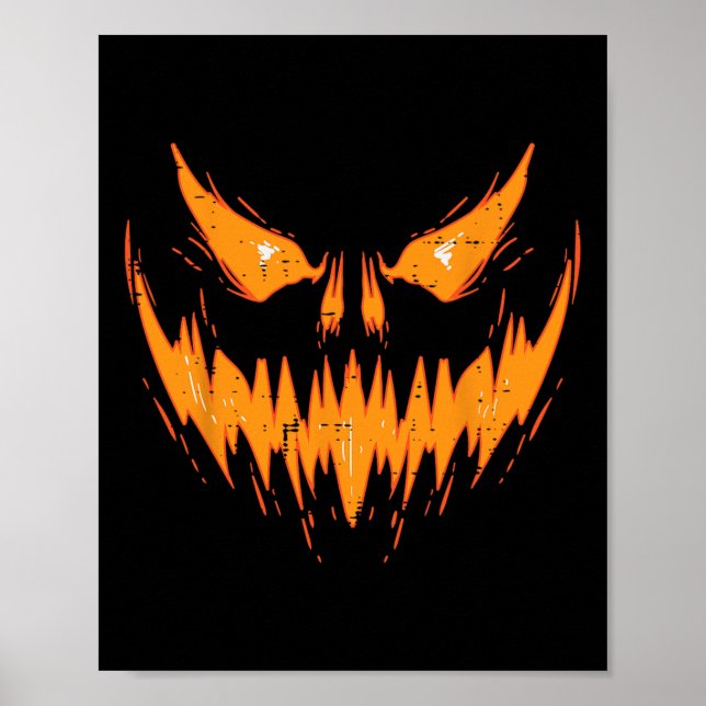 Beängstigend Spooky Kürbislaterne Gefecht Pumpkin  Poster (Vorne)
