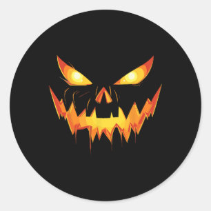 Beängstigend Spooky Kürbislaterne gegenübertreten Runder Aufkleber