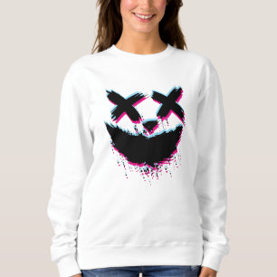 Beängstigend Stroke Smile Face Glitch Happy Hallow Sweatshirt