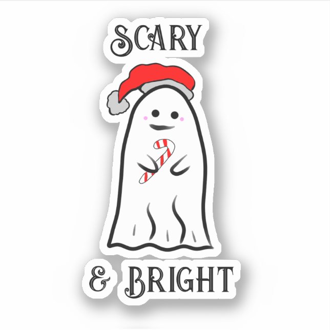 Beängstigend und hell Candy Cane Ghost Aufkleber (Vorderseite)